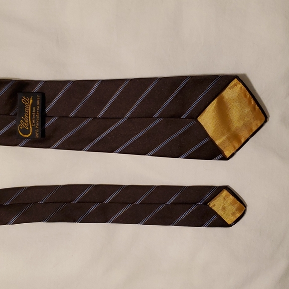 Men's Cheinault polyester brown with strip pattern tie - Picture 2 of 5